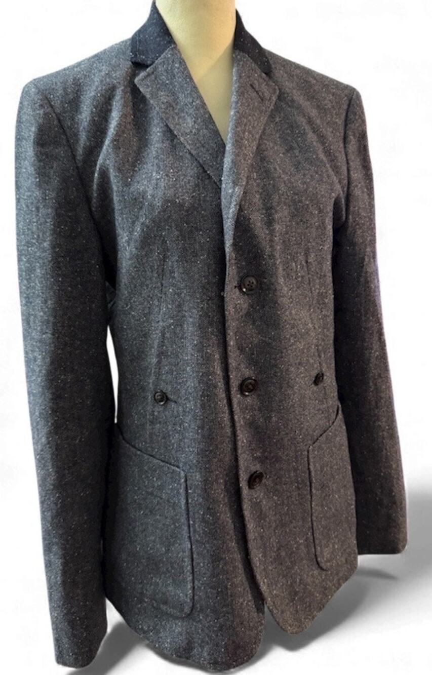 RW & Co. Double Breasted Wool Blazer, Donegal Gray Tweed, Men's Size 38